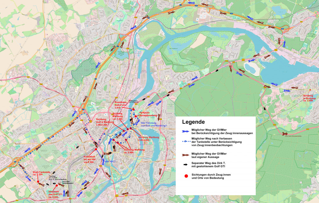 Übersichtskarte zum Aufenthalt der Grevesmühlener Nazis in Lübeck
