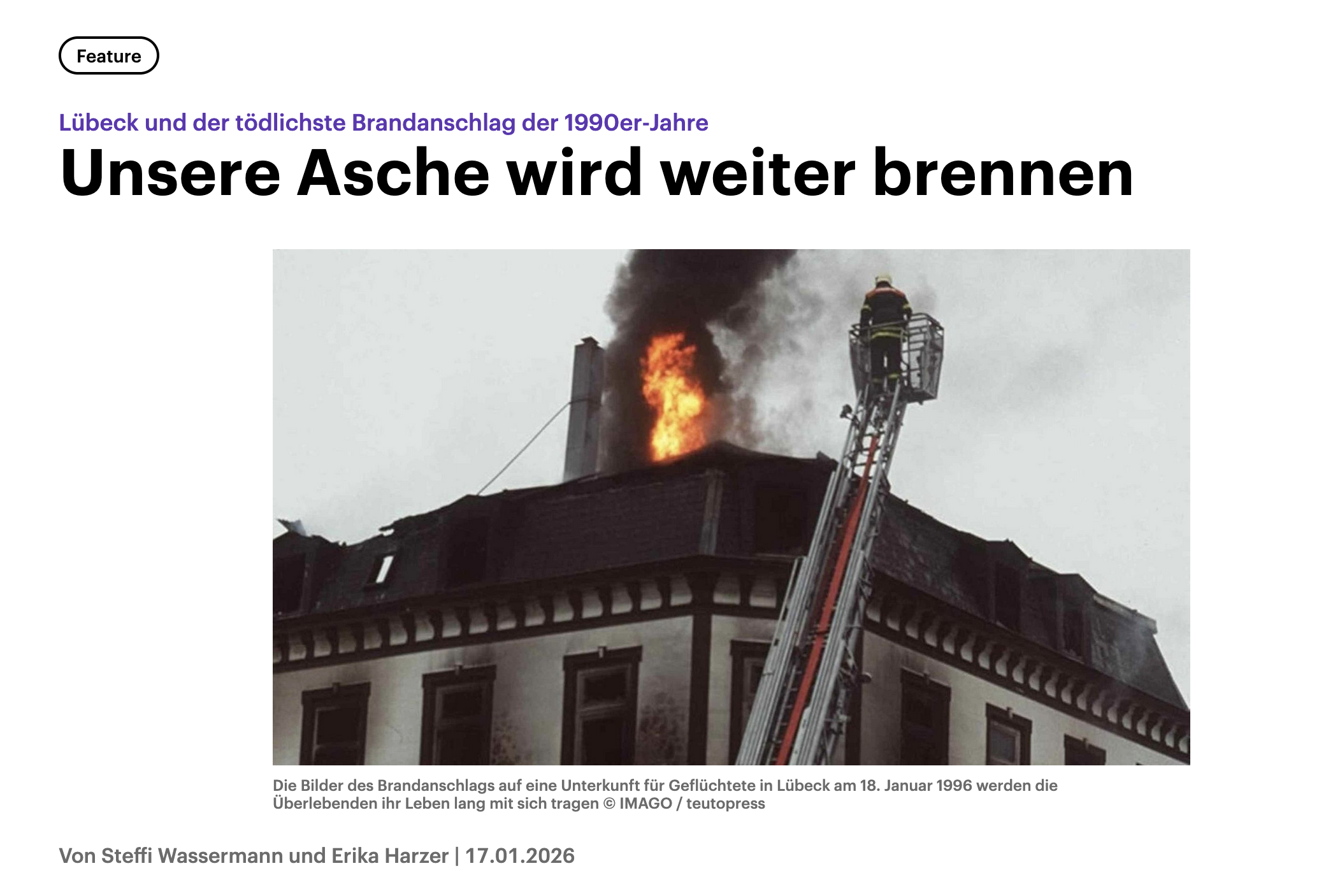 Neues zum Brandanschlag in Lübeck